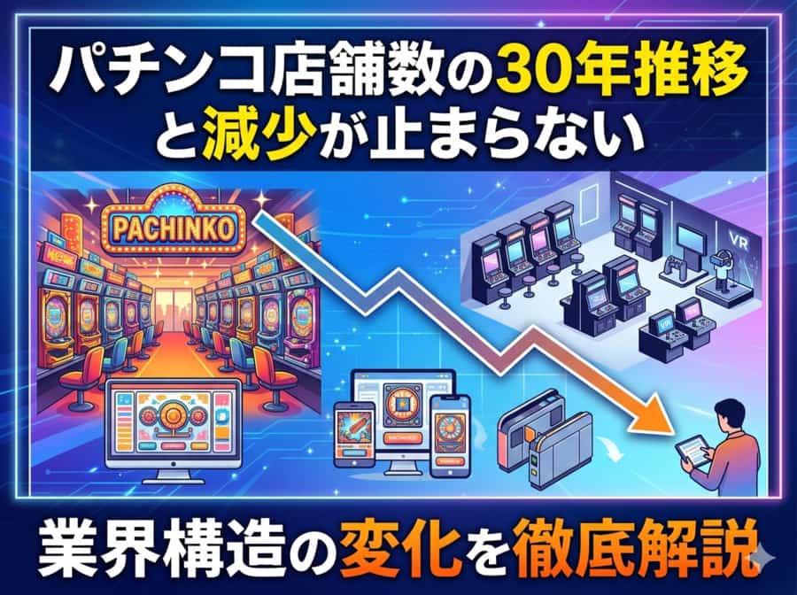 パチンコ店舗数の30年推移と減少が止まらない業界構造の変化